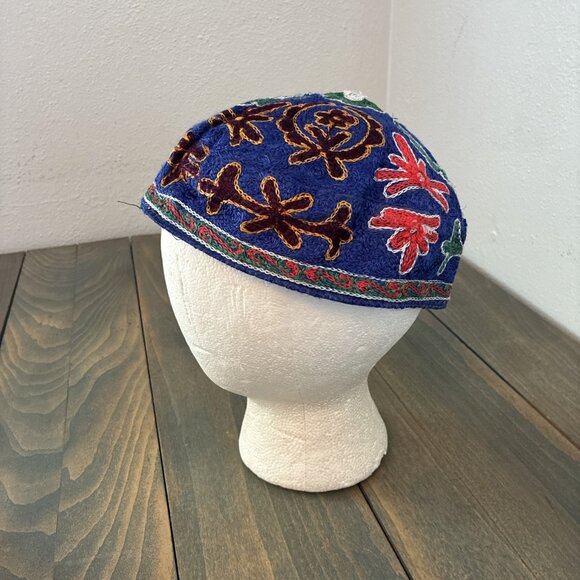 2 Vintage Judaica Bukhara Uzbek Embroidered Handmade Kippah Yarmulke Small (A91) - Picture 8 of 13